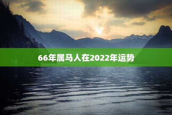 66年属马人在2022年运势