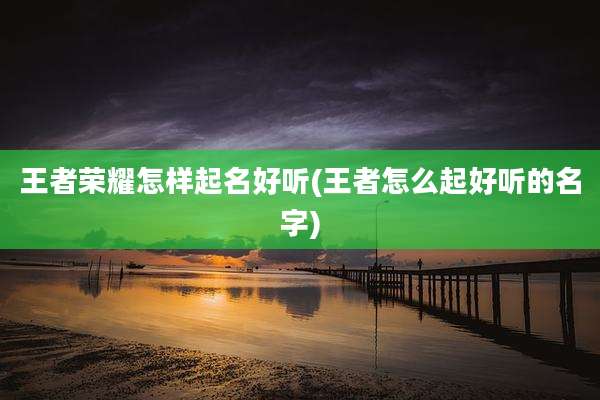 王者荣耀怎样起名好听(王者怎么起好听的名字)