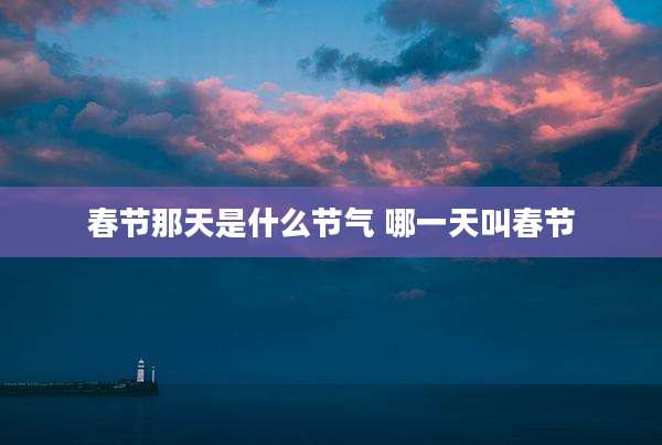 春节那天是什么节气 哪一天叫春节