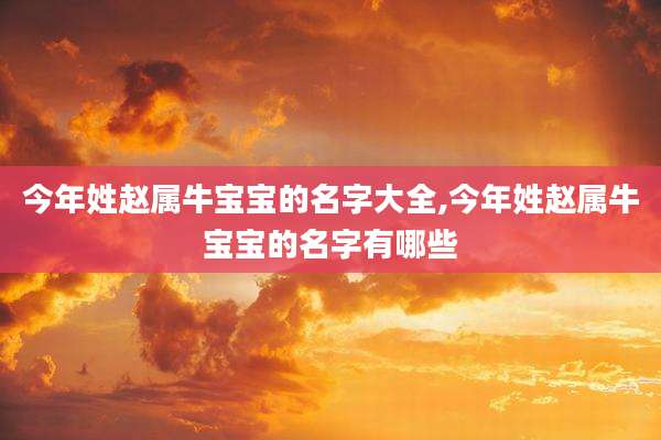 今年姓赵属牛宝宝的名字大全,今年姓赵属牛宝宝的名字有哪些