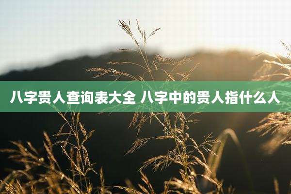 八字贵人查询表大全 八字中的贵人指什么人