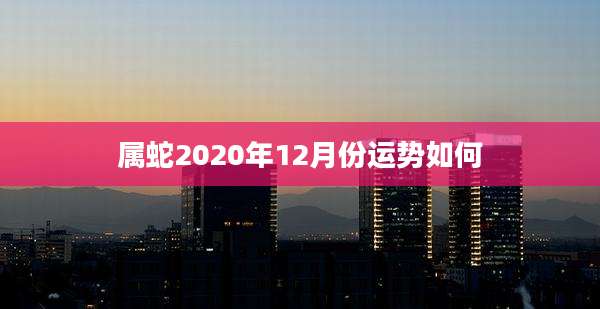 属蛇2020年12月份运势如何