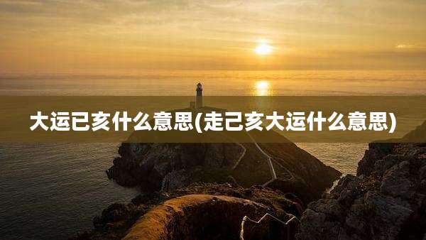 大运已亥什么意思(走己亥大运什么意思)