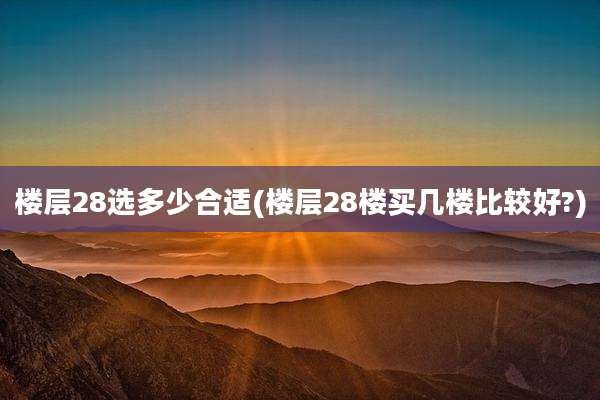 楼层28选多少合适(楼层28楼买几楼比较好?)