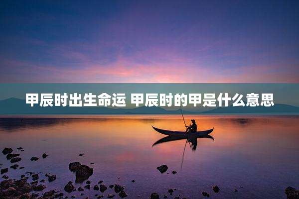 甲辰时出生命运 甲辰时的甲是什么意思