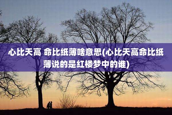 心比天高 命比纸薄啥意思(心比天高命比纸薄说的是红楼梦中的谁)