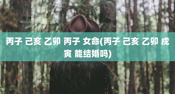 丙子 己亥 乙卯 丙子 女命(丙子 己亥 乙卯 戍寅 能结婚吗)