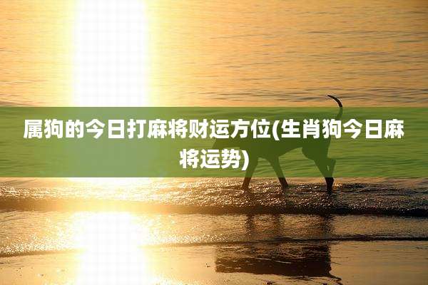 属狗的今日打麻将财运方位(生肖狗今日麻将运势)