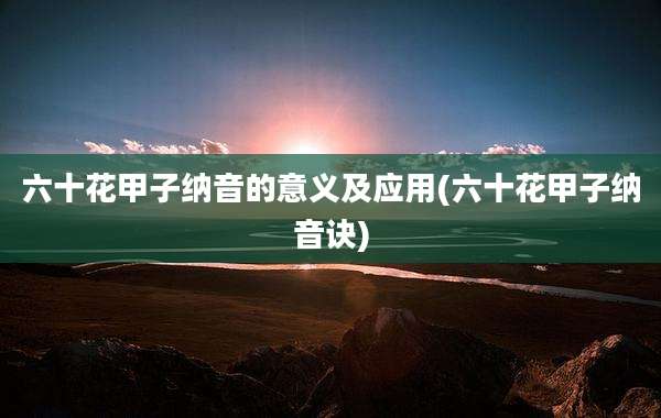 六十花甲子纳音的意义及应用(六十花甲子纳音诀)
