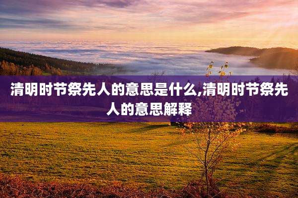 清明时节祭先人的意思是什么,清明时节祭先人的意思解释