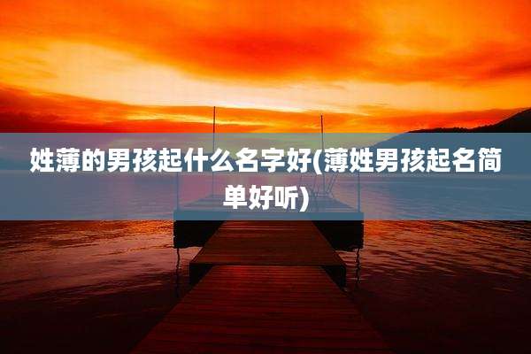 姓薄的男孩起什么名字好(薄姓男孩起名简单好听)