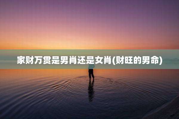 家财万贯是男肖还是女肖(财旺的男命)