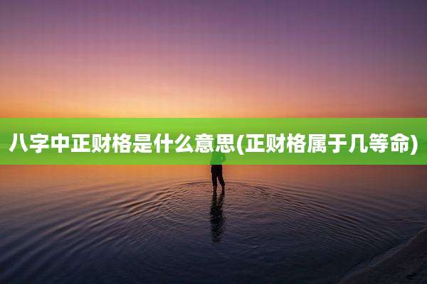 八字中正财格是什么意思(正财格属于几等命)