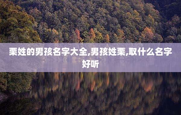 栗姓的男孩名字大全,男孩姓栗,取什么名字好听