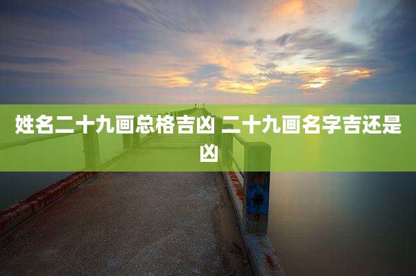 姓名二十九画总格吉凶 二十九画名字吉还是凶