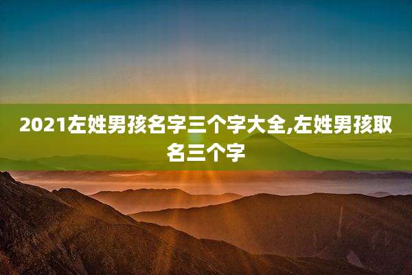2021左姓男孩名字三个字大全,左姓男孩取名三个字
