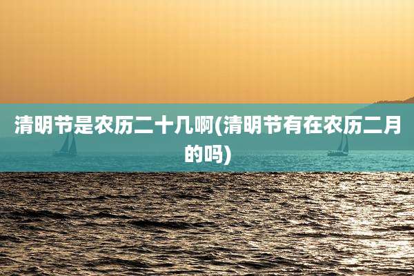 清明节是农历二十几啊(清明节有在农历二月的吗)