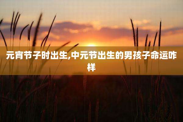 元宵节子时出生,中元节出生的男孩子命运咋样