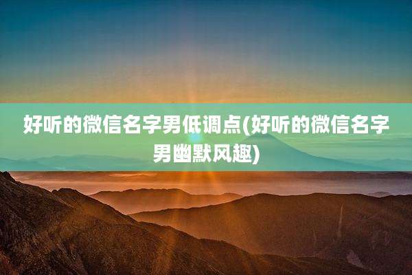 好听的微信名字男低调点(好听的微信名字男幽默风趣)