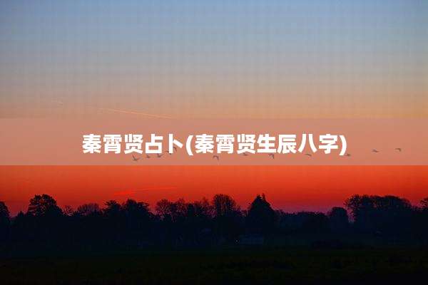 秦霄贤占卜(秦霄贤生辰八字)