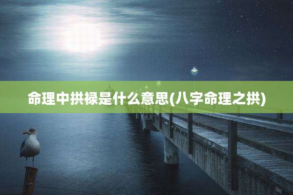 命理中拱禄是什么意思(八字命理之拱)