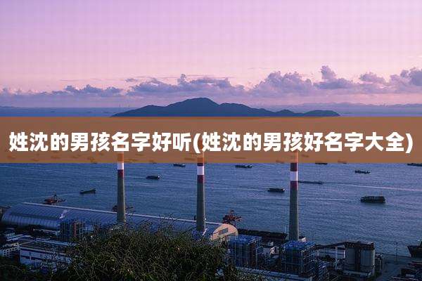 姓沈的男孩名字好听(姓沈的男孩好名字大全)