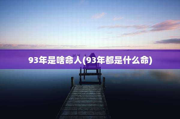 93年是啥命人(93年都是什么命)