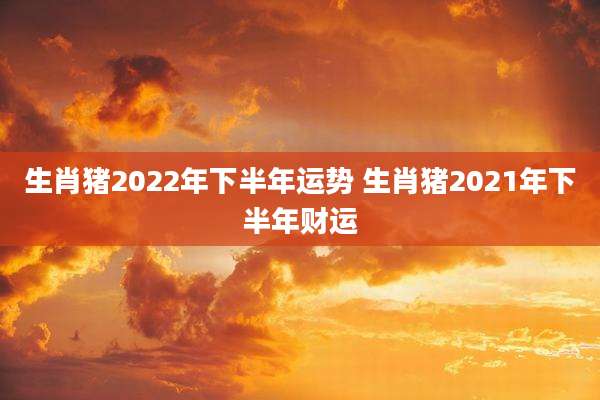 生肖猪2022年下半年运势 生肖猪2021年下半年财运