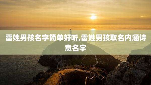 雷姓男孩名字简单好听,雷姓男孩取名内涵诗意名字