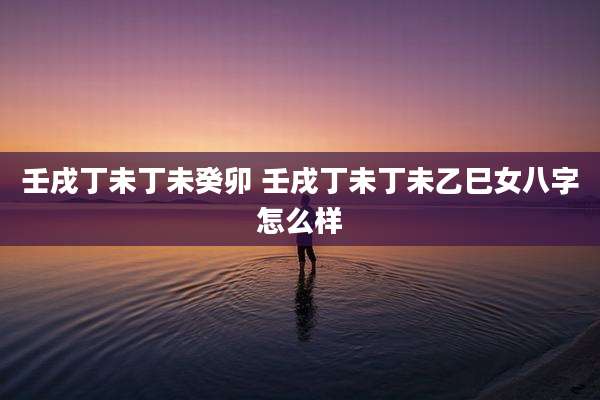壬戌丁未丁未癸卯 壬戌丁未丁未乙巳女八字怎么样