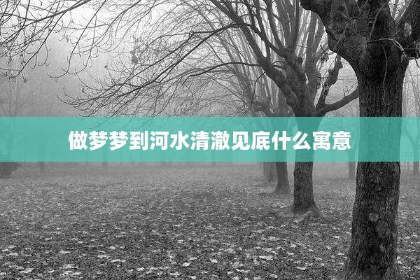 做梦梦到河水清澈见底什么寓意