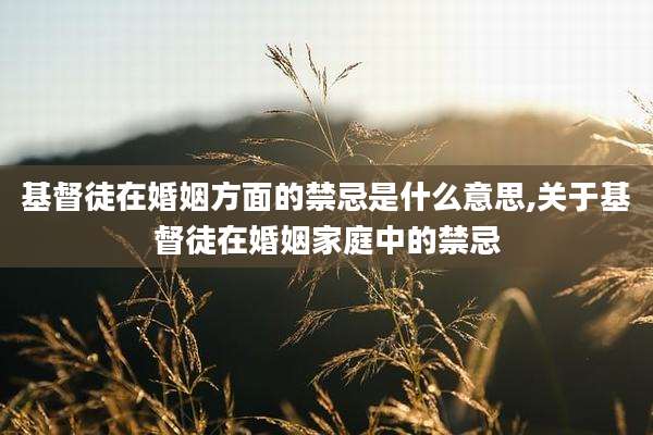 基督徒在婚姻方面的禁忌是什么意思,关于基督徒在婚姻家庭中的禁忌