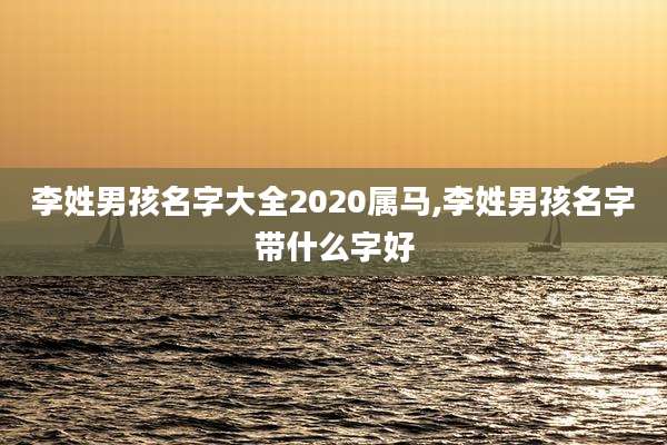 李姓男孩名字大全2020属马,李姓男孩名字带什么字好