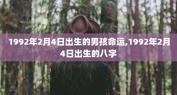1992年2月4日出生的男孩命运,1992年2月4日出生的八字