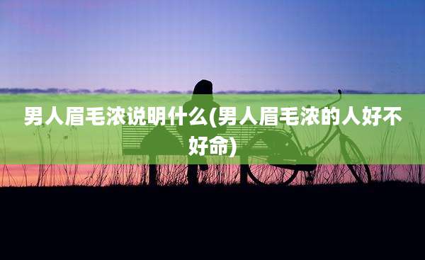 男人眉毛浓说明什么(男人眉毛浓的人好不好命)
