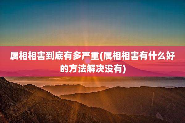 属相相害到底有多严重(属相相害有什么好的方法解决没有)