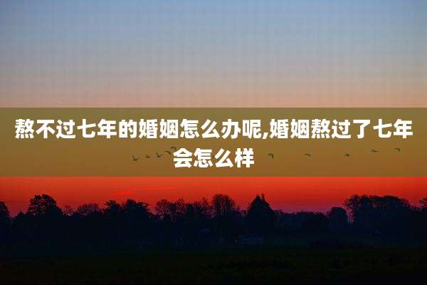 熬不过七年的婚姻怎么办呢,婚姻熬过了七年会怎么样