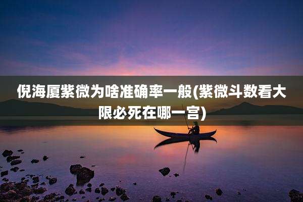 倪海厦紫微为啥准确率一般(紫微斗数看大限必死在哪一宫)