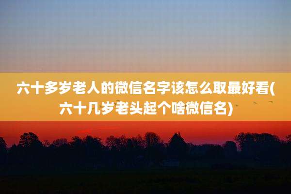 六十多岁老人的微信名字该怎么取最好看(六十几岁老头起个啥微信名)