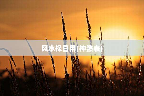 风水择日用(神煞表)
