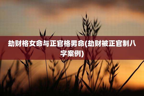 劫财格女命与正官格男命(劫财被正官制八字案例)