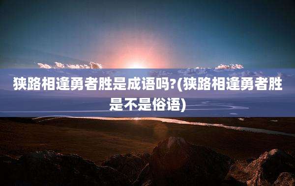 狭路相逢勇者胜是成语吗?(狭路相逢勇者胜是不是俗语)