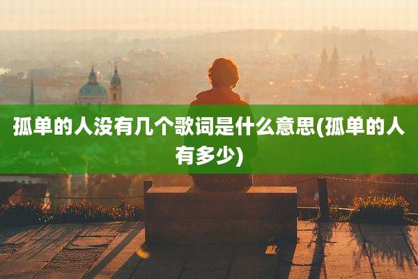 孤单的人没有几个歌词是什么意思(孤单的人有多少)