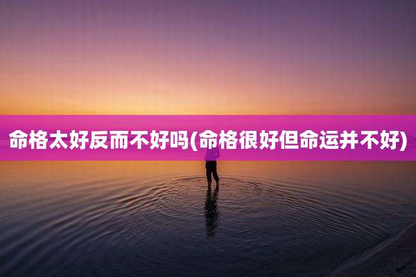 命格太好反而不好吗(命格很好但命运并不好)