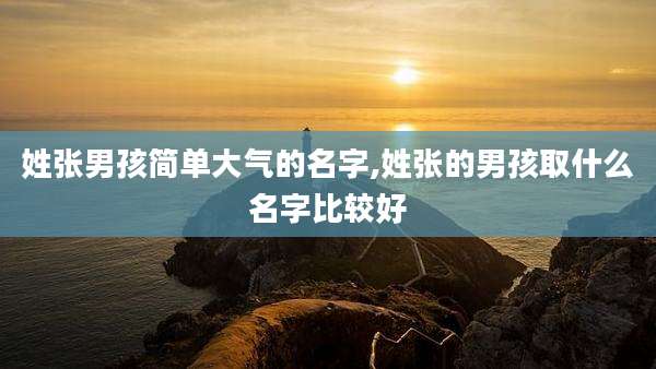 姓张男孩简单大气的名字,姓张的男孩取什么名字比较好