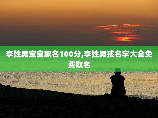李姓男宝宝取名100分,李姓男孩名字大全免费取名