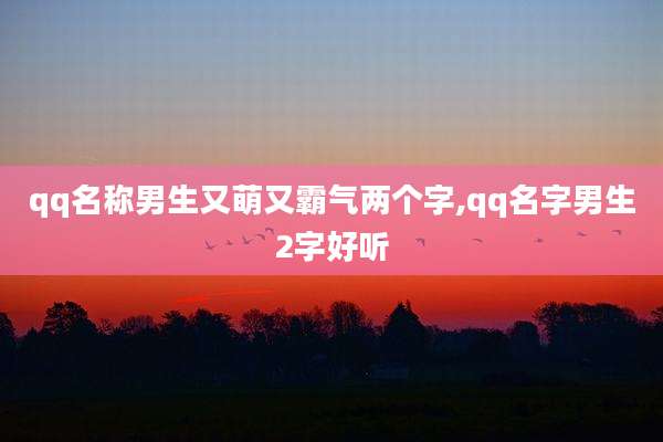 qq名称男生又萌又霸气两个字,qq名字男生2字好听
