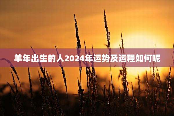 羊年出生的人2024年运势及运程如何呢
