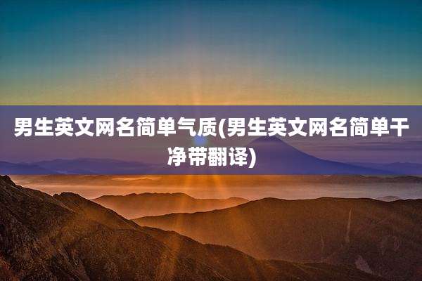 男生英文网名简单气质(男生英文网名简单干净带翻译)