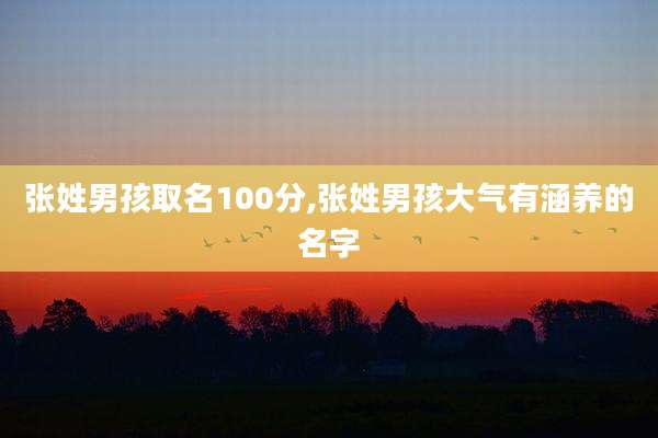 张姓男孩取名100分,张姓男孩大气有涵养的名字